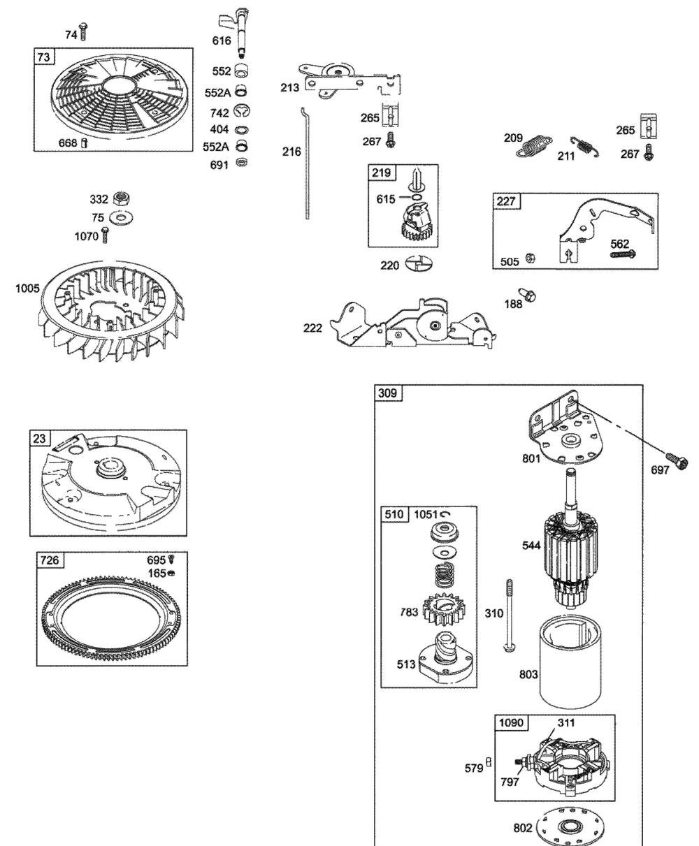 Engine Starter And Flywheel Diagram and Parts List for Z-FORCE48 53AA5A7M710-53AA5A7M712 Cub Cadet Lawn Tractor